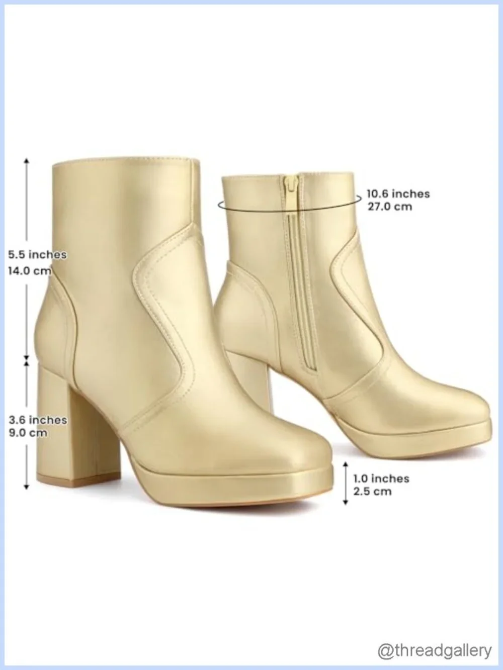 Squared Toe Platform Chunky Heels Ankle Boots Faux Leather
